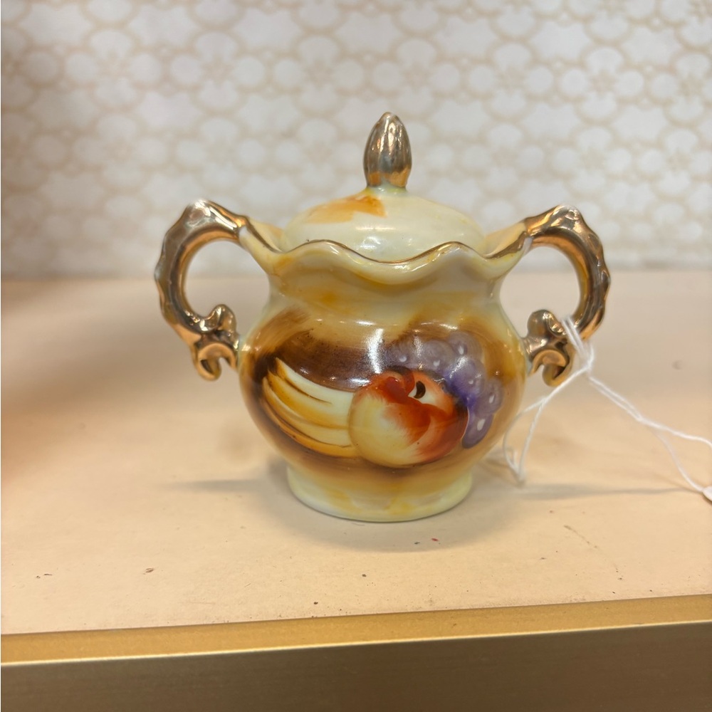 Vintage Miniature Porcelain Sugar Bowl with Lid